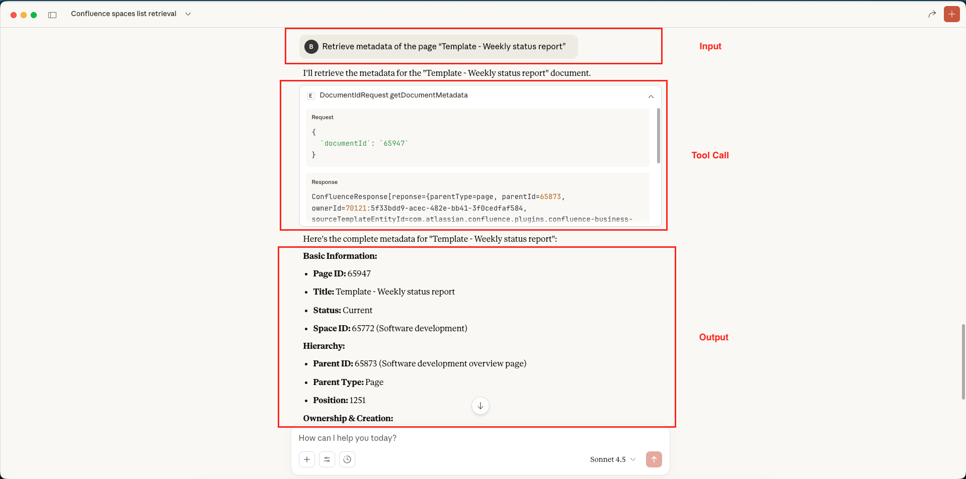 Confluence MCP Server - Get Document Metadata - Claude Desktop
