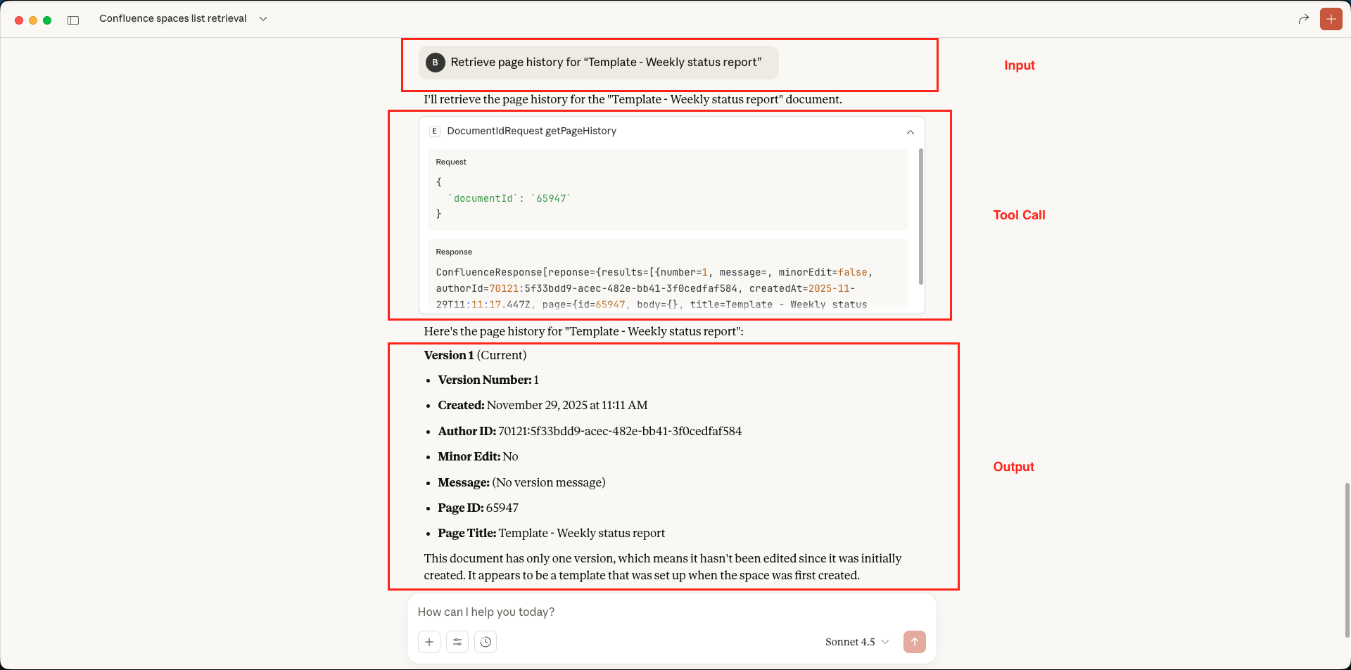 Confluence MCP Server - Get Page History - Claude Desktop