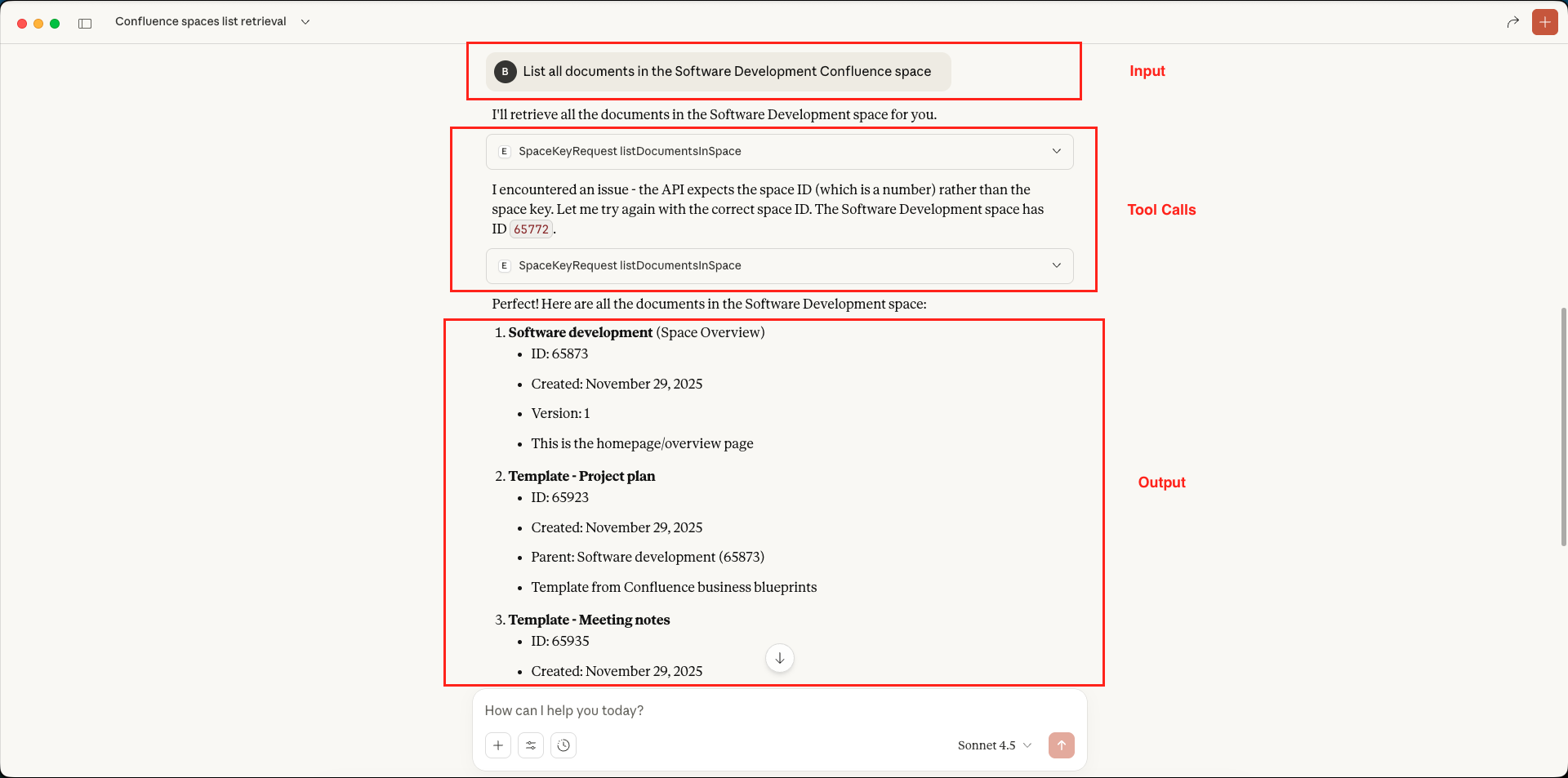 Confluence MCP Server - List Documents in Specified Space - Claude Desktop