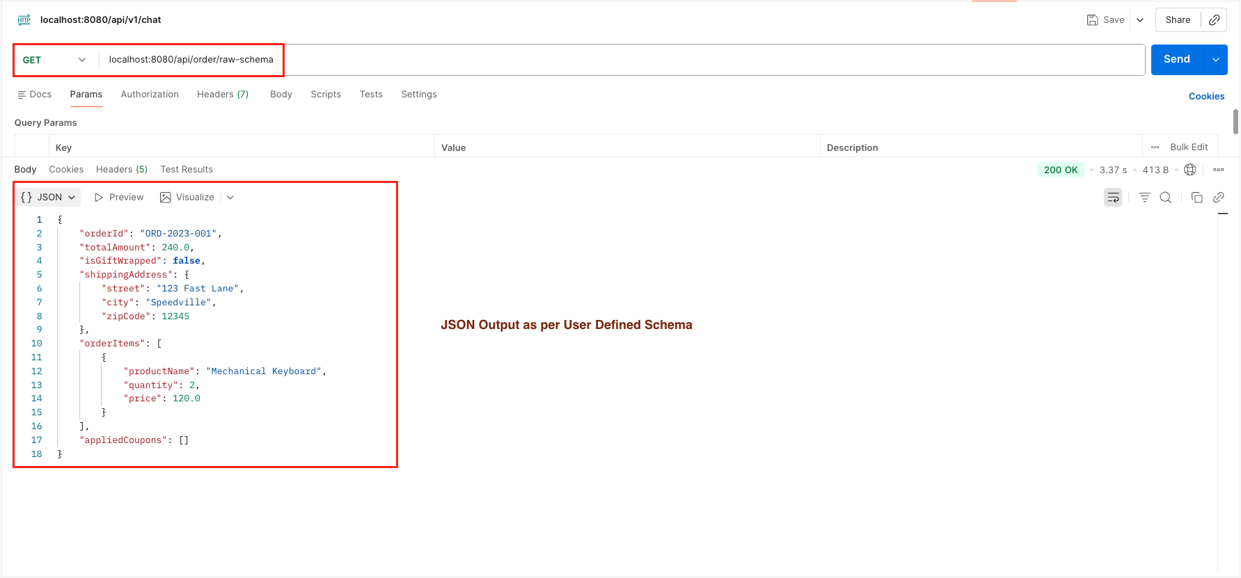 4. JSON Output With User Defined Schema in Raw Format - LangChain4j Structured Output